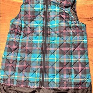 Lands' End Multicolor Plaid Quilted Vest